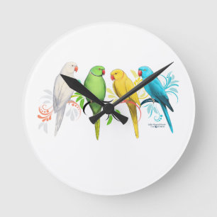 Horloge Ronde Perroquets indiens Ringneck