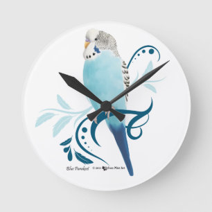 Horloge Ronde Perruche bleue