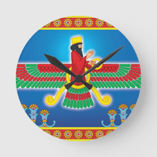 Horloge Ronde Persan Faravahar de Zoroastrian