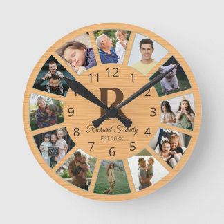Horloge Ronde Personalized Photo & Name Of Family With Pictures