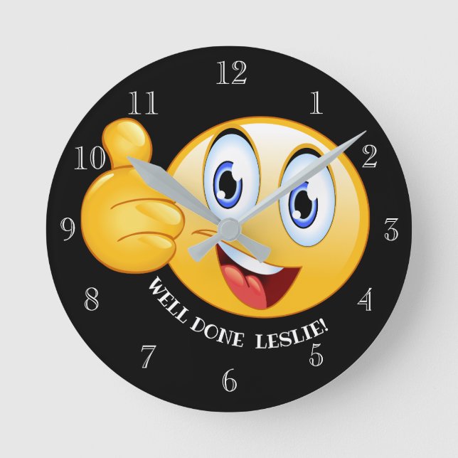 Horloge Ronde Personalized Thumbs Up well done emoji (Recto)
