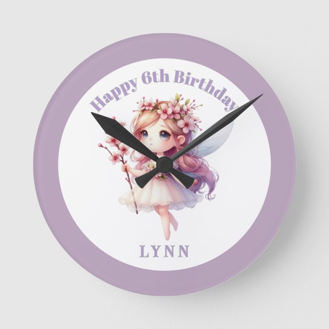 Horloge Ronde Personalized Whimsical Floral Fairy  (Recto)