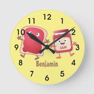 Horloge Ronde Personnage de pain et de confiture amusant