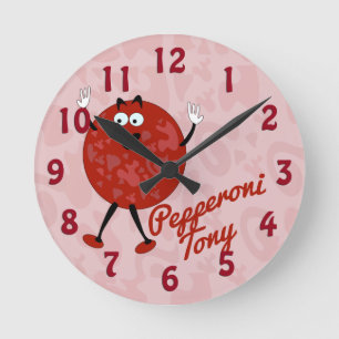 Horloge Ronde Personnage de Pepperoni Tony Cute