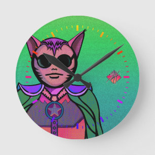 Horloge Ronde Personnage félin