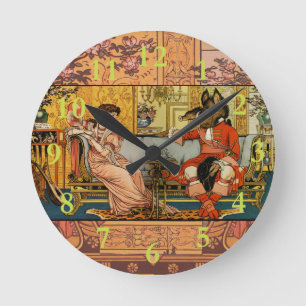 Horloge Ronde Personnages Classiques de Contes de Fées de Beauté