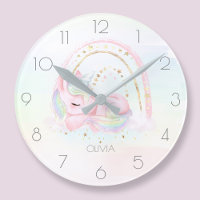 Personnalisé mignon licorne fille arc-en-ciel rond
