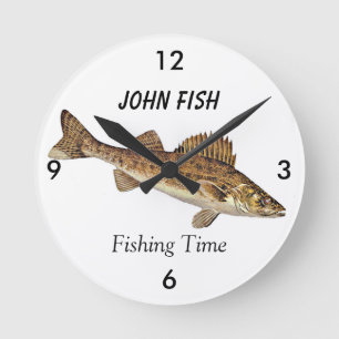 Horloge Ronde Personnalisé "pêchant le temps" avec des brochets