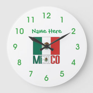 Horloge ronde personnalisée avec drapeau du Mexiqu