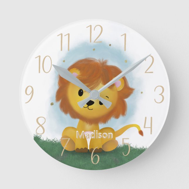 Horloge ronde personnalisée Lion mignon neutre pou (Recto)