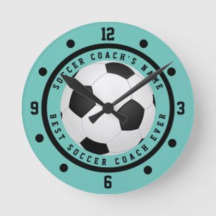Horloge ronde personnalisée sarcelle bleue pour l'
