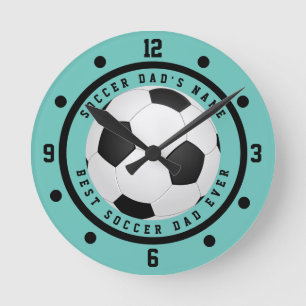 Horloge ronde personnalisée sarcelle bleue pour pa