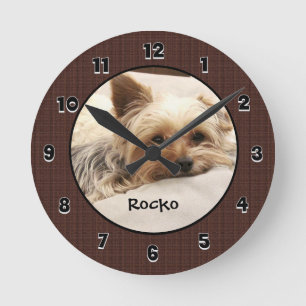 Horloge ronde personnalisée Yorkie Terrier