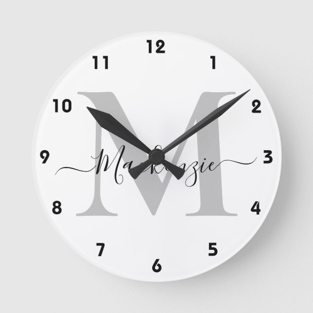 Horloge Ronde Personnaliser le nom initial du monogramme (Recto)