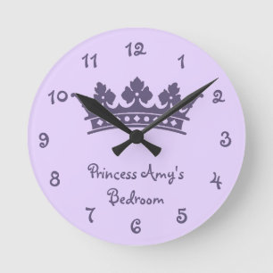Horloge Ronde Personnalité de Purple Princesse Girl