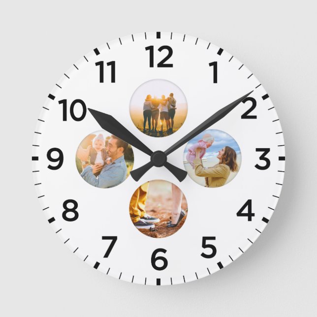 Horloge Ronde Personnalized 4 Circle Photo Shadow Inlay (Recto)