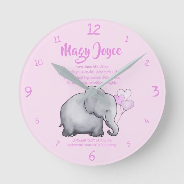 Horloge Ronde Personnalized Christening Date (Recto)