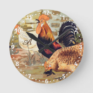 Horloge Ronde  Personnalized Colorful Rooster Farmhouse Square W
