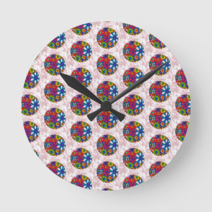 Horloge Ronde Peter Max aquarelle colorée Boule florale margueus
