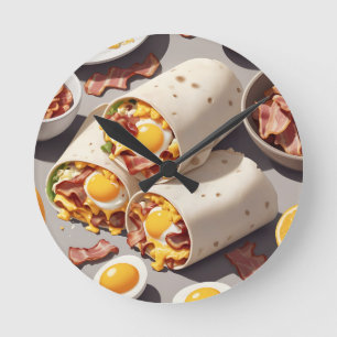 Horloge Ronde Petit déjeuner roulé au bacon, œuf et fromage