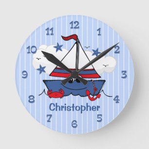 Horloge Ronde Petit voilier mignon