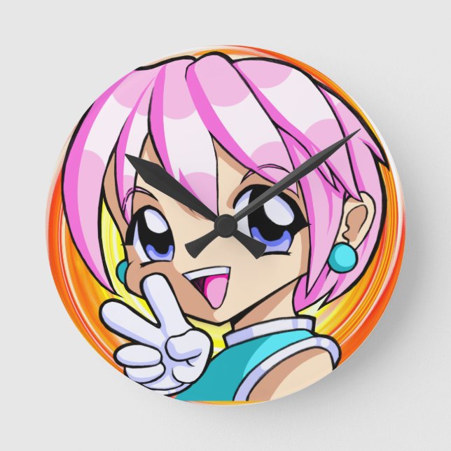 Horloge Ronde Petite fille Anime (Recto)