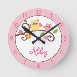 Horloge Ronde Petites filles Mod Owl Infirmière personnalisée Ho