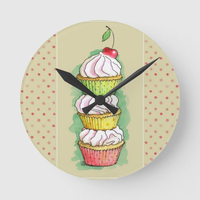 Horloge Ronde Petits gâteaux d'aquarelle. Illustration de (Recto)