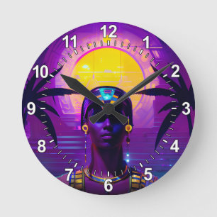 Horloge Ronde Pharaon Synthwave