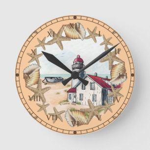 Horloge Ronde Phare Coquillage