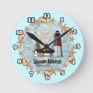 Horloge Ronde Phare de coquille de Rhode Island 