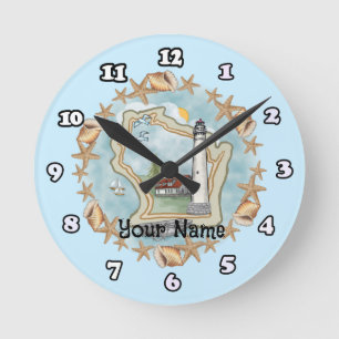 Horloge Ronde Phare de Wisconsin Shells