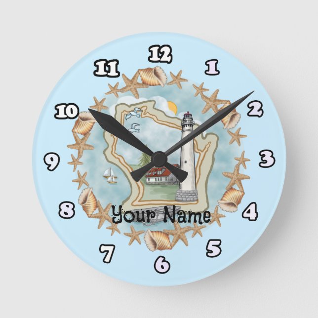 Horloge Ronde Phare de Wisconsin Shells (Recto)