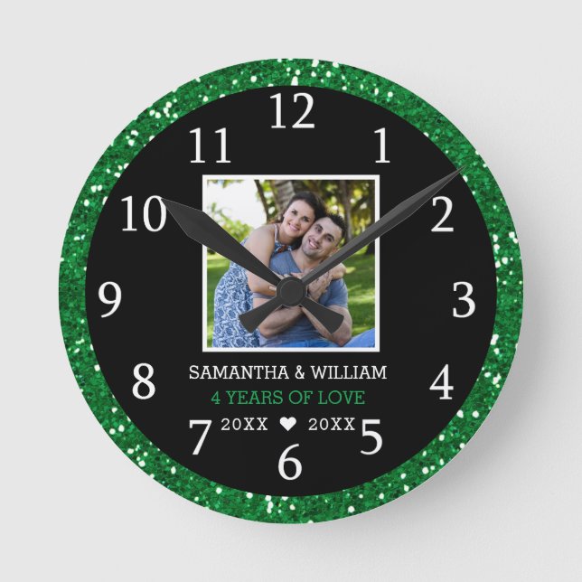 Horloge Ronde Photo 4 Anniversaire Parties scintillant Noire Et  (Recto)