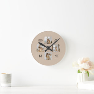 Horloge Ronde Photo Collage cadenas mural avec message personnal