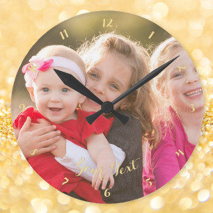 Horloge Ronde Photo de Custom Weddings Anniversary Couple Family