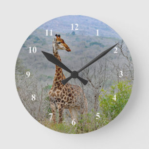 Horloge Ronde Photo de la Giraffe Savannah