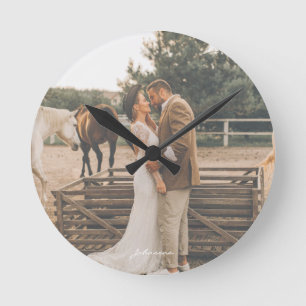 Horloge Ronde Photo de mariage personnalisée