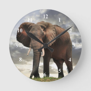 Horloge Ronde Photo d'éléphant sauvage
