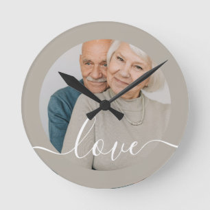 Horloge Ronde Photo et texte personnalisés