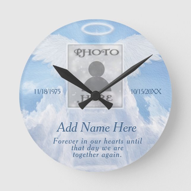 Horloge Ronde Photo Memorial dans Loving Memory  (Recto)