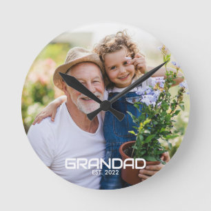Horloge Ronde Photo noir et blanc audacieux de grand-père