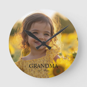 Horloge Ronde Photo personnalisé grand-mère