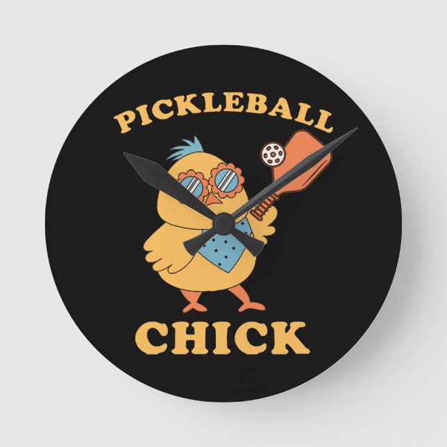 Horloge Ronde Pickleball Chick - rétro (Recto)