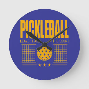 Horloge Ronde Pickleball Spirit - Laissez Tout Sur La Cour
