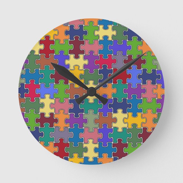 Horloge Ronde pièces de puzzle couleur (Recto)