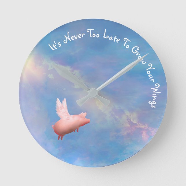 Horloge Ronde Pig volant - Augmentez vos ailes (Recto)
