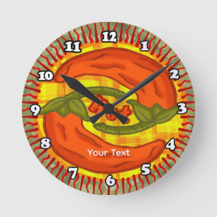 Horloge Ronde Piment yin yang