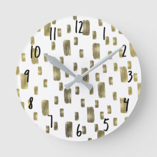 Horloge Ronde Pinceau moderne or cuivre bronze scintillant