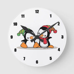 Horloge Ronde Pingouins